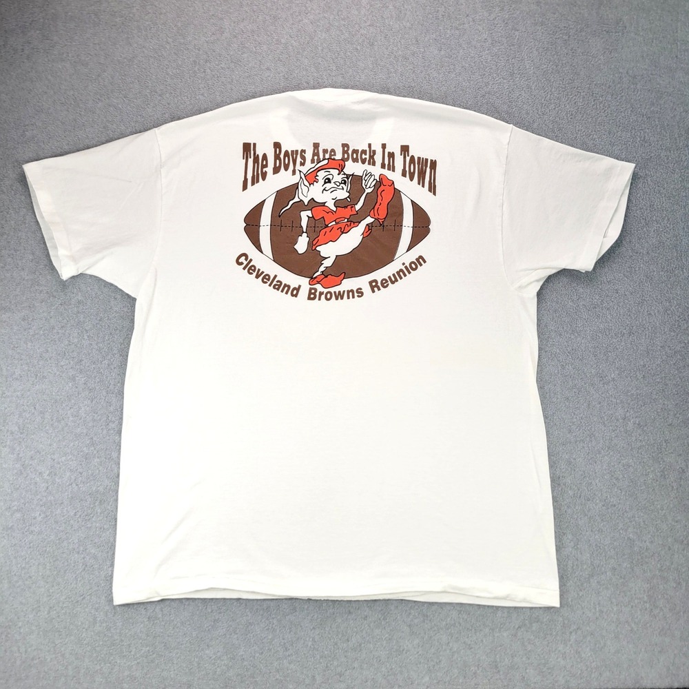 Delta Cleveland Browns T Shirt Mens XL White Vintage 90s Brownie Elf USA
